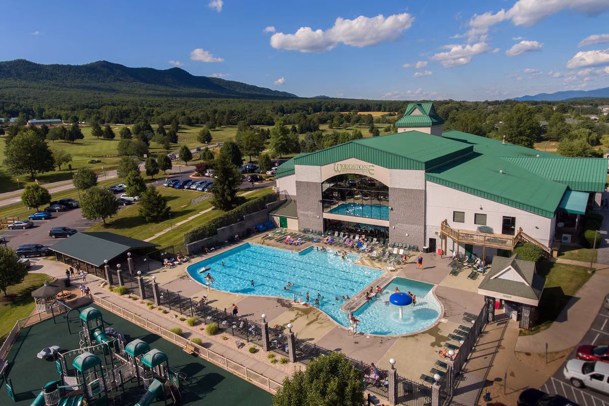 Sparkling resort pool with lounge chairs at luxury vacation property